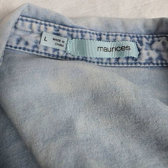 Maurices L Chambray Tencel Button Front Shirt - Picture 8 of 9